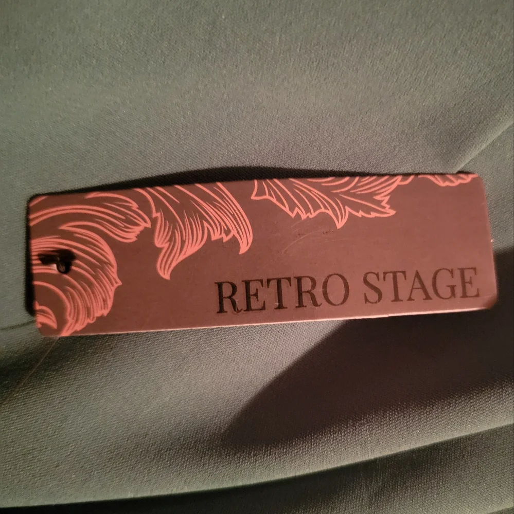 60s/70s Vintage Inspired Retro Stage Size 2XL Green Floral Halter Midi Dress - Picture 8 of 10